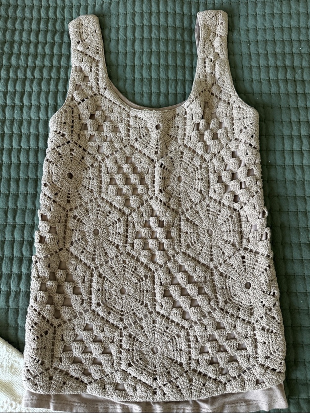 Maurices Crochet Overlay Tank Top in Beige Size XS